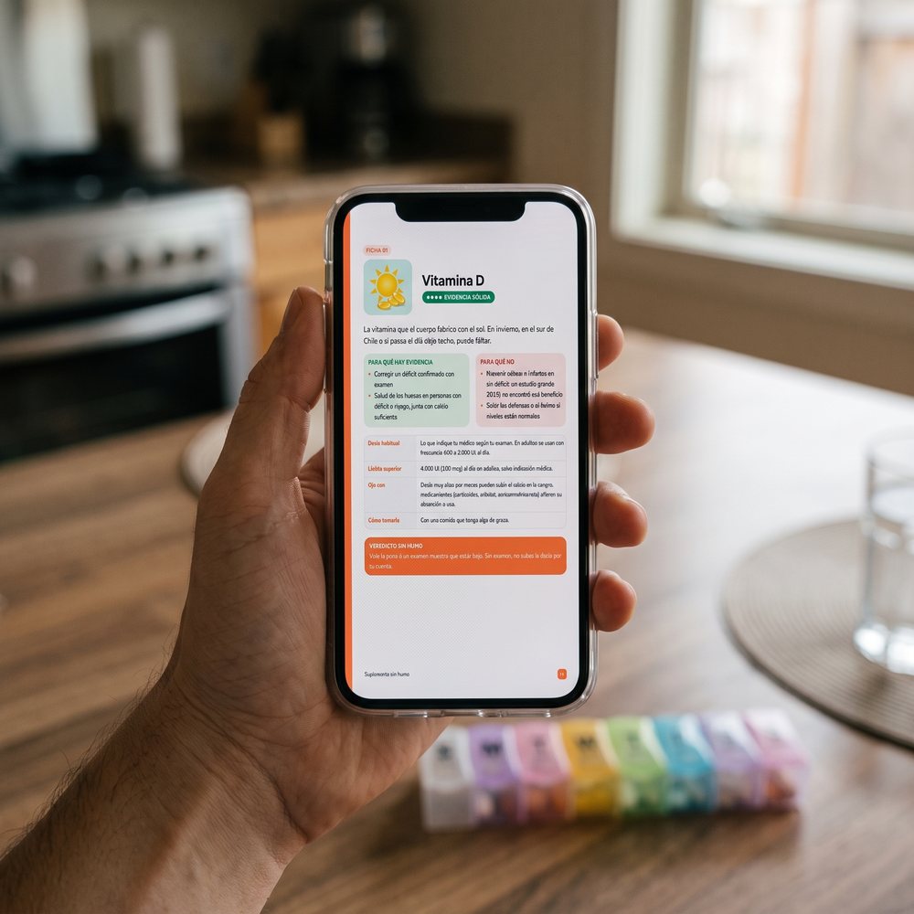 La ficha de la vitamina D de la guía abierta en el celular
